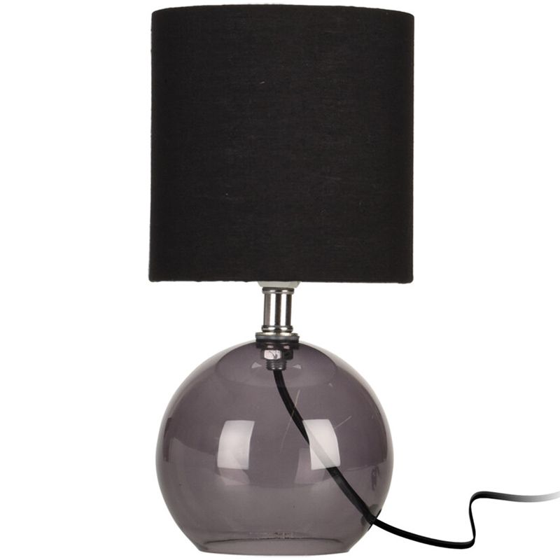 Table Lamp – 24 cm | Stylish Glass Base, Black & Transparent | Perfect For Nightstand, Side Table or Desk