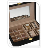 H&S Collection Sieradendoos – Luxe Velvet | 16 Compartimenten | Voor Ringen, Oorbellen & Horloges | Zwart