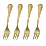 Excellent Houseware Gebaksvorkjes – 4 Stuks – Goudkleurig – RVS – Stone Polished & Antique Finish