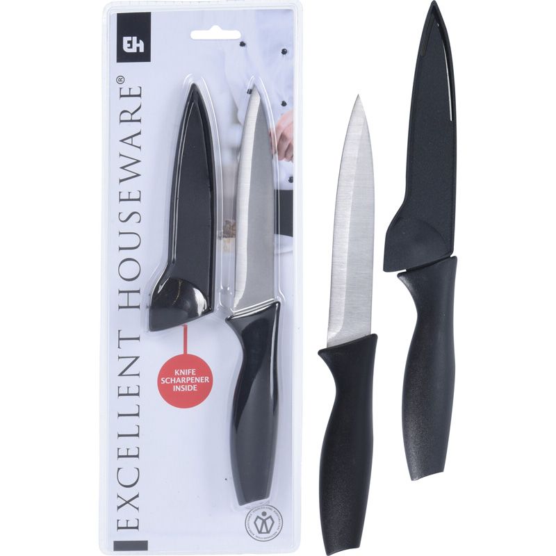 Excellent Houseware Kitchen Knife 13 cm – Professional Stainless Steel Knife with Sharpener & Protective Sleeve | Safe, Durable & Sharp
