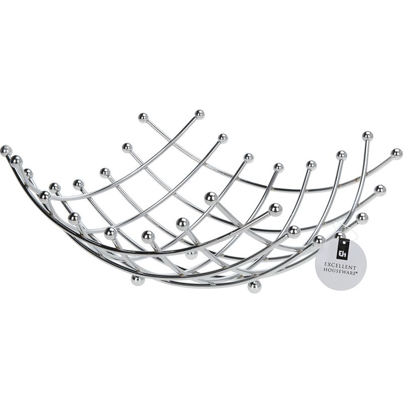Excellent Houseware Luxury Fruit Bowl – Chrome – 32x30 cm – Stylish & Ventilating Fruit Basket for Extended Freshness – Perfect for Kitchen & Table Decoration