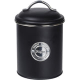 Excellent Houseware Voorraadbussen – Set van 3 – Klassiek Zwart – Metaal – Sugar, Tea & Coffee