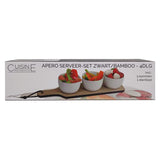 Cuisine Performance Tapasplank – 4-Delig | Premium Bamboe Serveerset, Modern Design | Perfect Voor Borrels, Diners & Hapjes