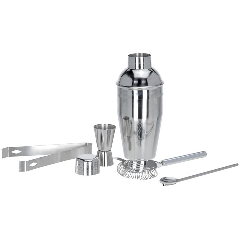 Premium 5-Piece Stainless Steel Cocktail Set – Shaker, Spoon, Muddler, Jigger & Ice Tongs – Durable, Stylish & Perfect For Home Bar and Parties