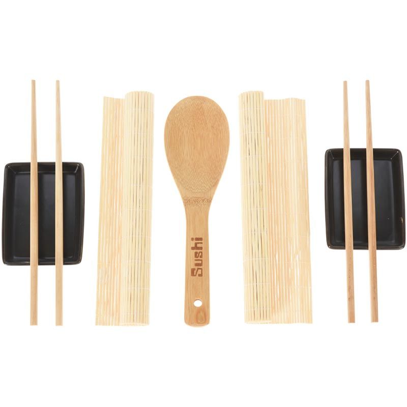Excellent Houseware Sushi Set – Bamboe & Keramiek | 7-delig | Voor 2 Personen | Compleet Servies