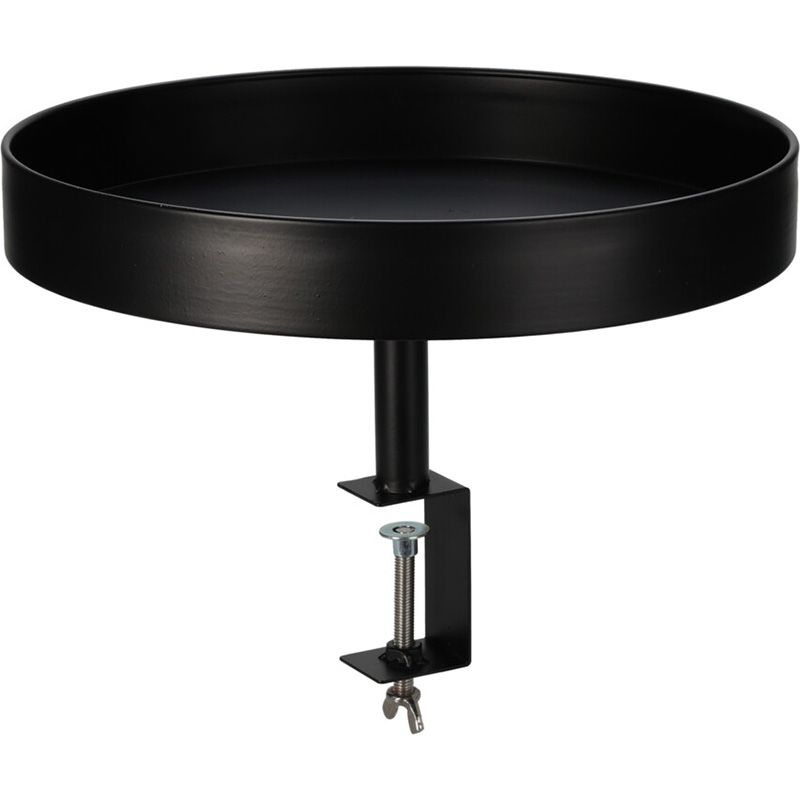 Premium Tray Table with Clamp – Ø36 cm Black Metal – Compact, Durable & Stylish For Tables 1-6.5 cm – Perfect For Drinks, Snacks & Decoration