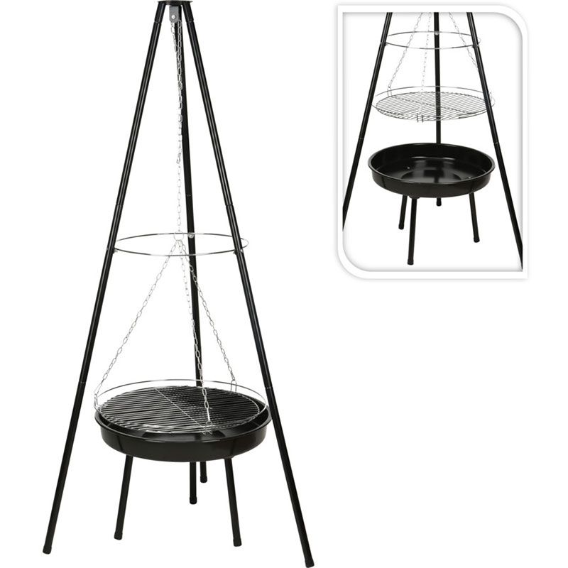 Hangende Vuurschaal met Grillrooster – Driepoot – Ø52 cm | Krachtig, Multifunctioneel & Outdoor-Proof