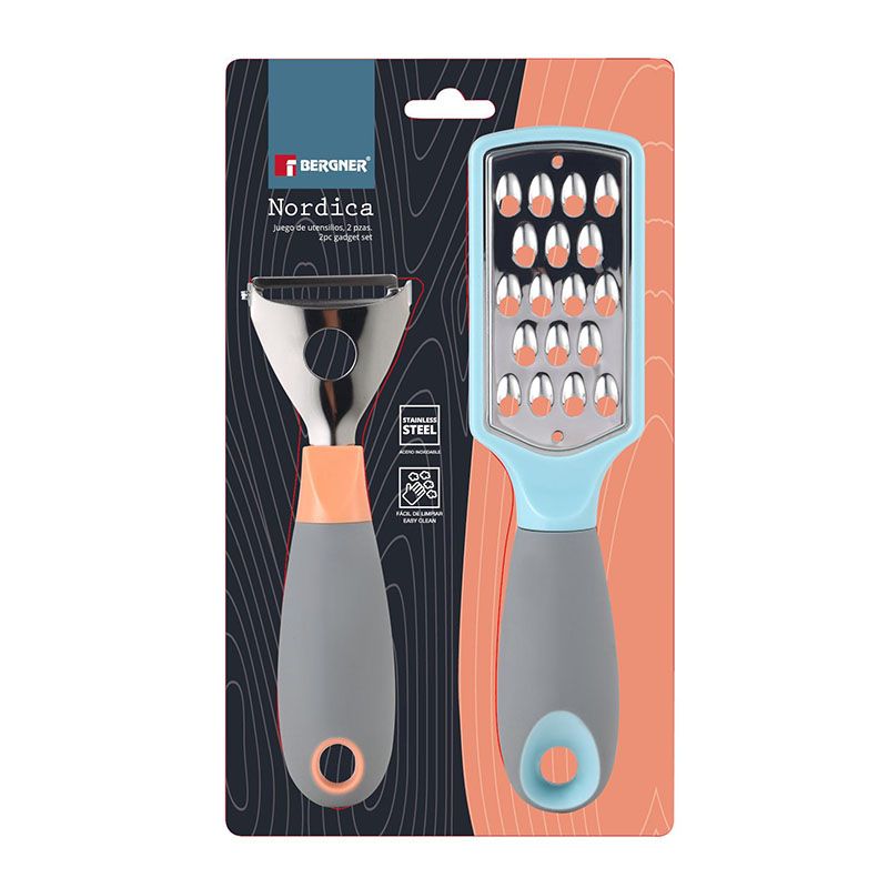 Bergner Keukenrasp & Dunschiller Set – 2-delig Nordica Keukengereedschap – Roestvrijstaal, Handig & Duurzaam