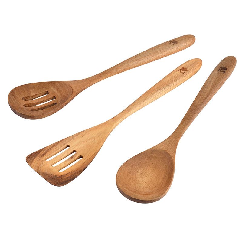Bergner Masterpro Luxe 3-Delige Spatelset – Keukengerei van Acaciahout | Duurzaam & Stijlvol Koken