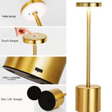Dimbare Touch Tafellamp – 3-Kleur LED – Oplaadbaar via USB – Luxe Gouden Design – Compact & Stijlvol – 34 cm