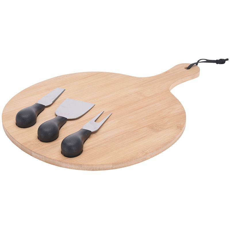 Excellent Houseware Kaasplank met 3 Kaasmesjes – Bamboe Plank voor het Perfecte Kaasplankje