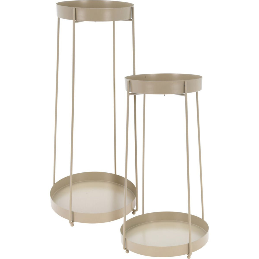 Luxury Plant Stand Set of 2 - Trends4You Metal - Heights 46 & 58 cm - Taupe - Elegant, Sturdy & Perfect For Interior Styling
