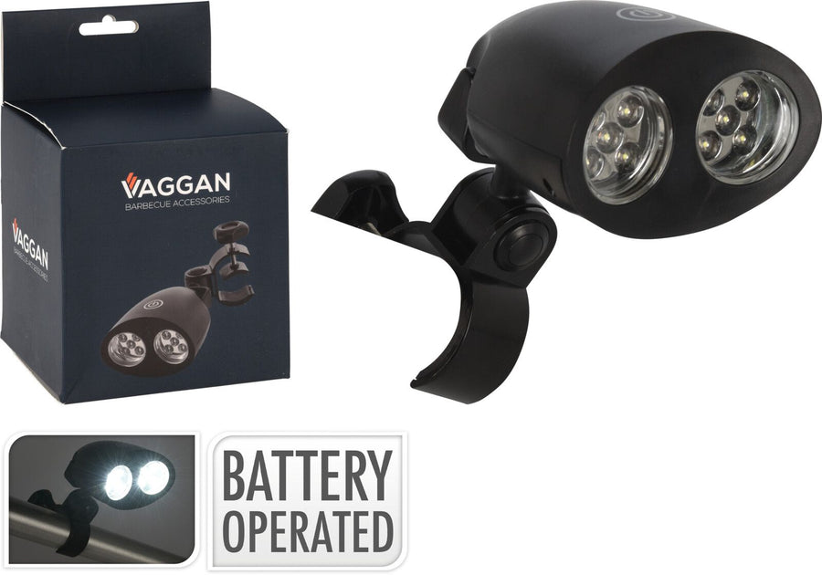Vaggan BBQ Lamp – 2 Powerful LED Light Beams | Tiltable & Suitable For Outdoor Use, Parasols & BBQs