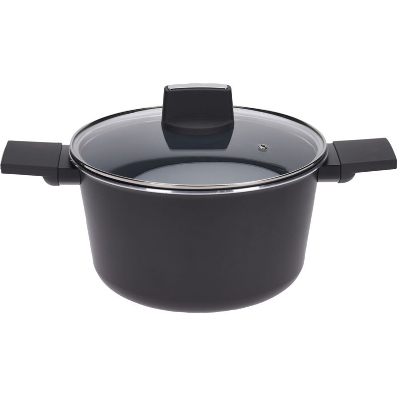 Excellent Houseware Ultra-Duurzame Braadpan Ø24 cm – Aluminium – Keramische Non-Stick – Glazen Deksel – Soft Touch Handgreep – Geschikt Voor Alle Warmtebronnen