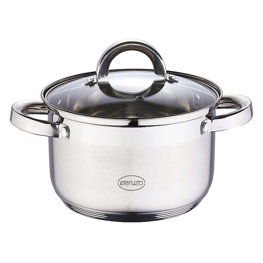 Premium Ceruzo Saucepan 3.6L – Stainless Steel, All Heat Sources – Comfortable Handle & Steam Vent Lid – Dishwasher Safe