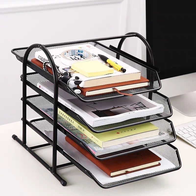 Ceruzo Letter Tray 4 Compartments - With 4 Extendable Tiers - Mail Tray - Document Holder - Metal