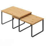 Ceruzo Keukenrekjes – Set van 2 – Aanrecht Organizer | Stapelbaar & Ruimtebesparend Bamboe Design