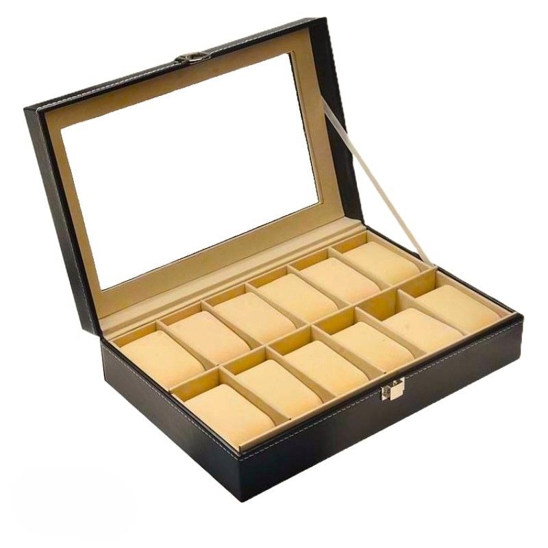 Ceruzo Horlogebox – Voor 12 Horloges – Zwart