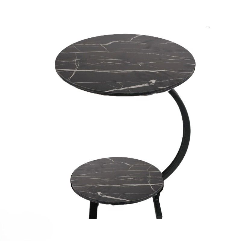 Ceruzo Side Table – Double Tabletop – Black Marbled