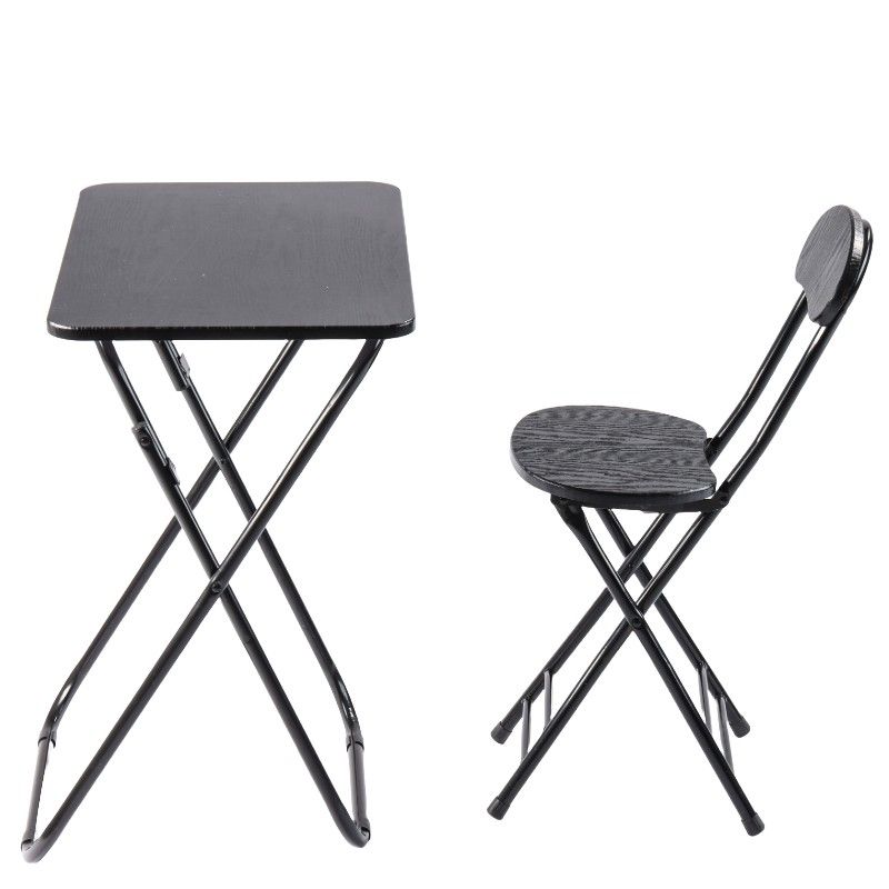Ceruzo Folding Table With Chair - Black