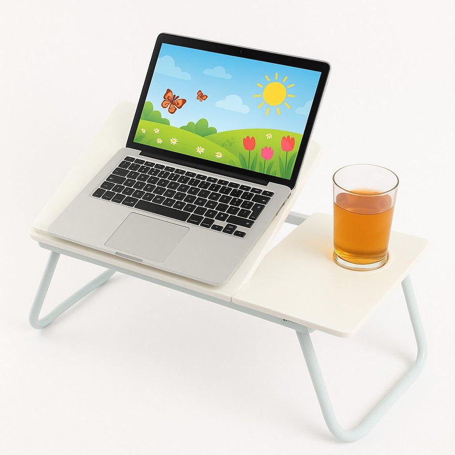 Ceruzo Adjustable Bedside Table - White - Laptop Table - Breakfast Table