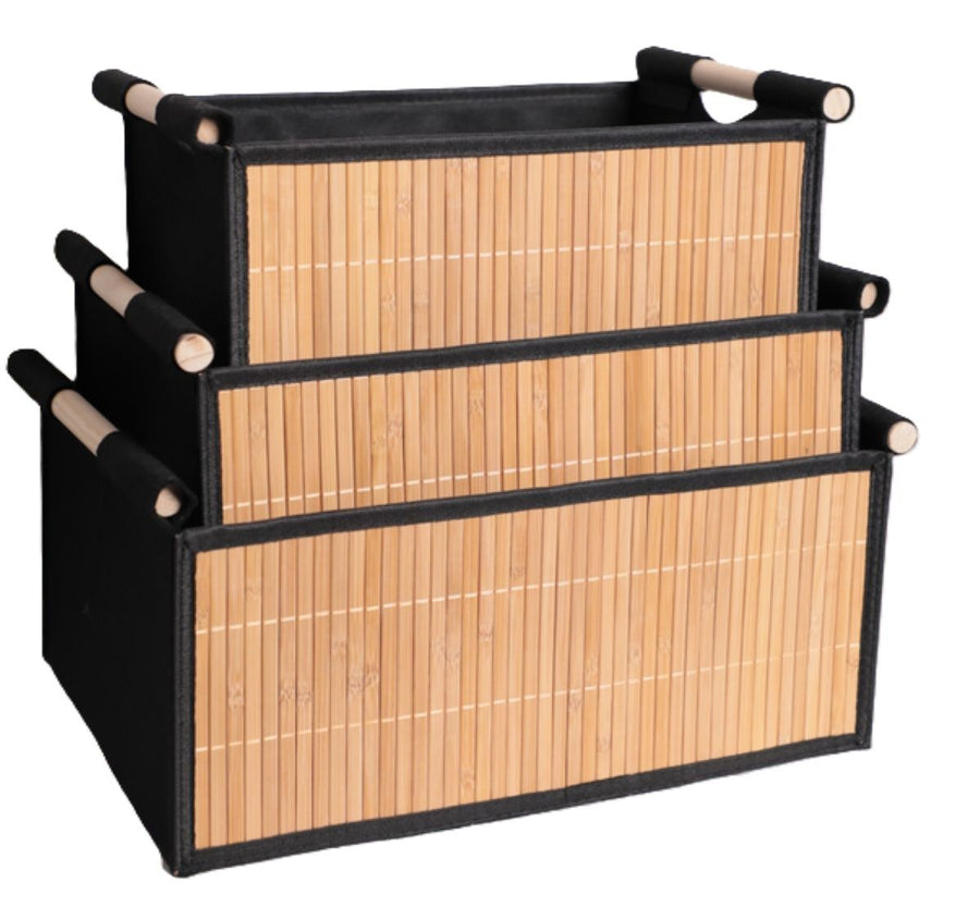 Ceruzo 3X Storage Baskets Bamboo - Bathroom Baskets