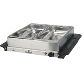 Excellent Electrics Buffetwarmer 2x2,4L – Elektrische Warmhoudplaat & RVS Schalen – Instelbare Temperatuur, Transparante Deksels & Veilig Met Anti-Slip Voetjes