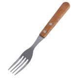 Vaggan Steak Fork Set – 6-Piece – 19.5 cm Stainless Steel with Wooden Handle – Perfect for BBQ and Gourmet