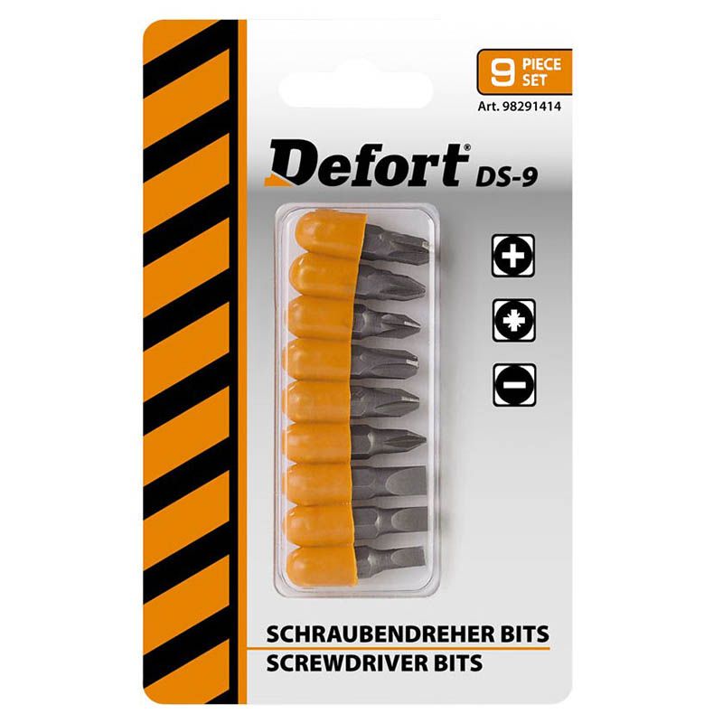 Defort Bit Set 9-piece – Durable Chrome-Vanadium Steel, Professional & Precision