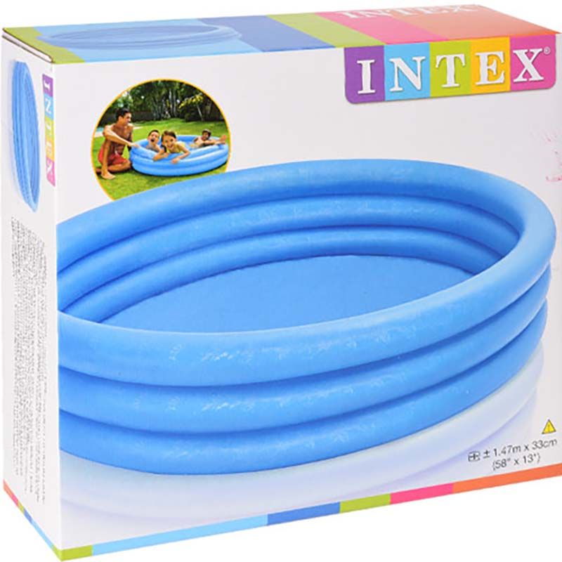 Intex Kids' Pool 3-Ring – Ø147 cm | Durable Inflatable Pool with Double Valve & Repair Patch | Summer Water Fun for Children