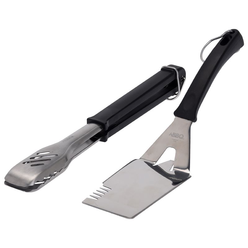 Vaggan BBQ Kookgerei Set – 2-Delige RVS Barbecue Toolset met Spatel & Vleestang | Extra Stevig Roestvrij Staal met Comfort Grip & Ophangoog