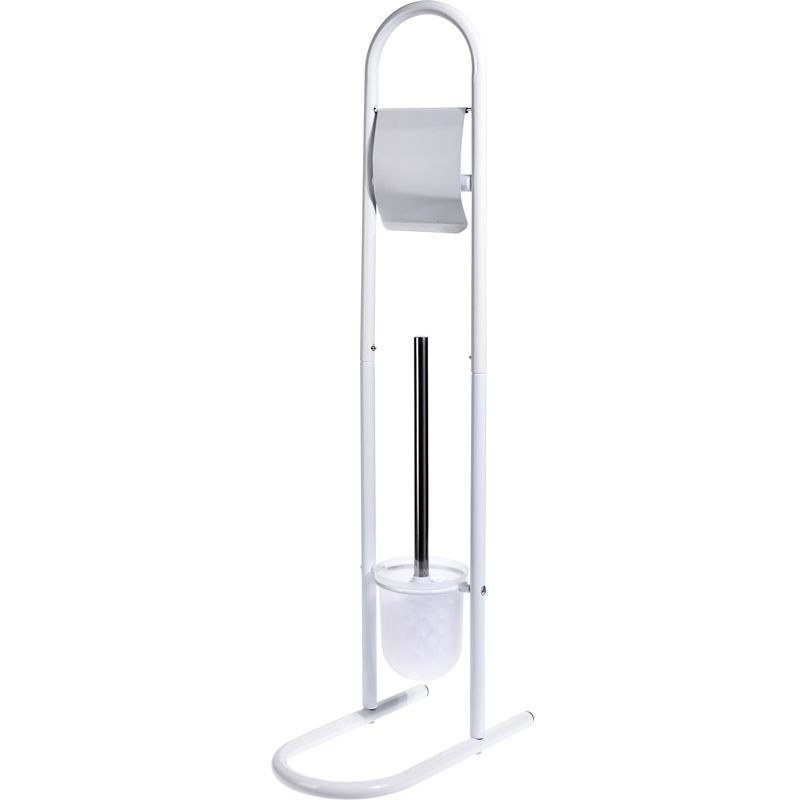 Bathroom Solutions Toilet Brush with Holder – 2-in-1 Luxury Design – Sturdy Metal & Hygienic Plastic – With Toilet Roll Holder – Stylish & Space-Saving