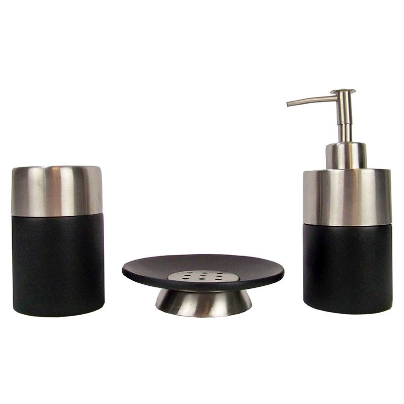 Premium Badset 3-Delig – Roestvrij Staal Zilver/Zwart – Elegant, Luxe & Functioneel