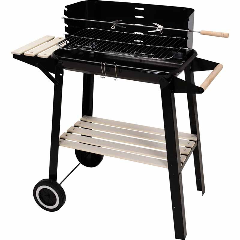 Verrijdbare BBQ Barbecue – Krachtige Buitenkeuken met Zijtafel & Windscherm – Compact, Slim & Veelzijdig – 45 x 31 x 83 cm