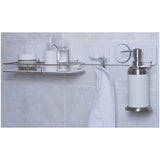 Alpina Wall Organiser with Suction Cups – Wall Rack with Soap Dish & Double Hook – Strong & Practical