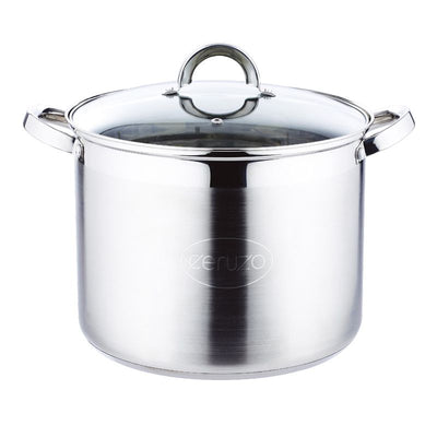 Ceruzo XXL Soup Pot – 20 Liter Stainless Steel | Glass Lid, Induction Compatible & Dishwasher Safe | Perfect For Large Gatherings