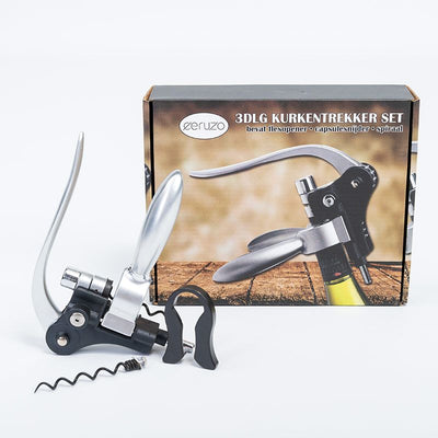 Ceruzo Kurkentrekker Deluxe Giftset – Luxe Wijnopener met Hefboommechanisme, Capsulesnijder & Spiraal in Geschenkdoos