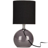 Tafellamp – 24 cm | Stijlvolle Glazen Basis, Zwart & Transparant | Perfect Voor Nachtkastje, Bijzettafel of Bureau