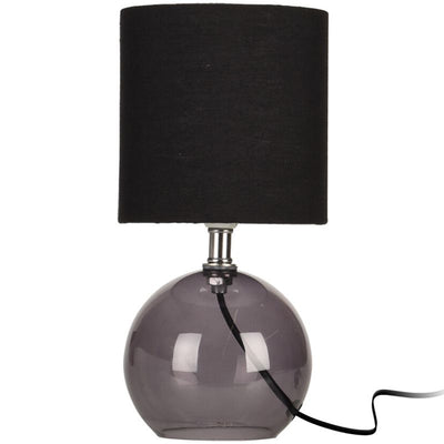 Table Lamp – 24 cm | Stylish Glass Base, Black & Transparent | Perfect For Nightstand, Side Table or Desk