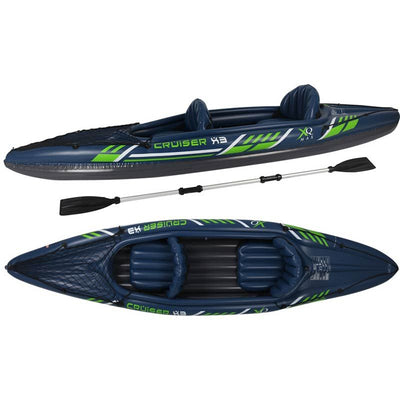 XQ Max Kayak Cruiser X3 – 2-Persoons Opblaasbare Kajak – Robuust, Comfortabel & Compleet met Peddel, Pomp en Reparatiesetje