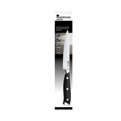 Bergner Masterpro Stainless Steel Utility Knife 12.5 cm – Professional Universal Knife with Ergonomic Handle | Sharp & Precision