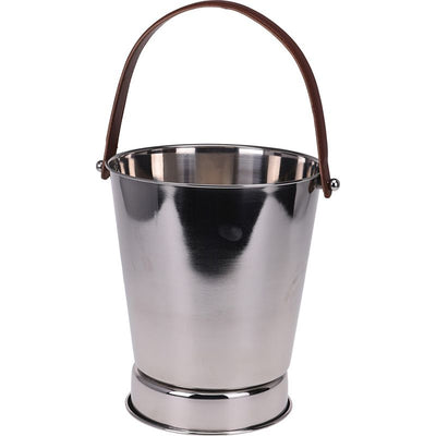 Luxe RVS Champagnekoeler Ø24 cm | Grote Wijnkoeler met PU Leren Handvat | Stijlvolle IJsemmer voor Meerdere Flessen