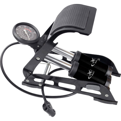 XQ Max Pro Premium Foot Pump – Precise Pressure Gauge 11 Bar / 160 PSI – Universal For All Valve Types & Inflatable Items – Compact, Robust & Foldable For Easy Transport