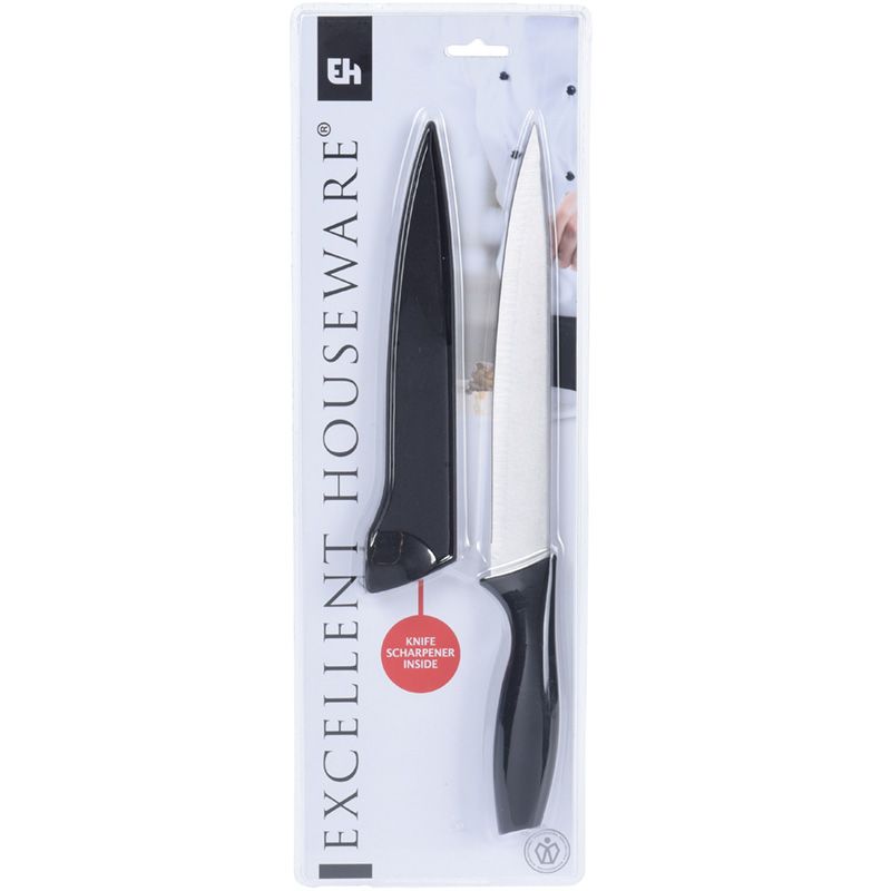 Excellent Houseware Professioneel Uitbeenmes – 20 cm RVS met Beschermhoes, Houder & Slijper | Veilig & Scherp