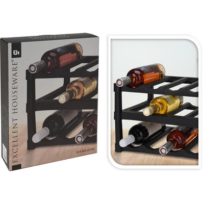 Excellent Houseware Wine Rack – Plastic – For 12 Bottles | Compact & Convenient
