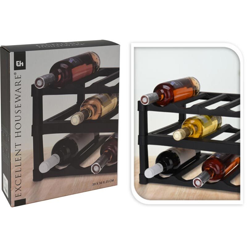 Excellent Houseware Wijnrek – Kunststof – Voor 12 Flessen | Compact & Handig