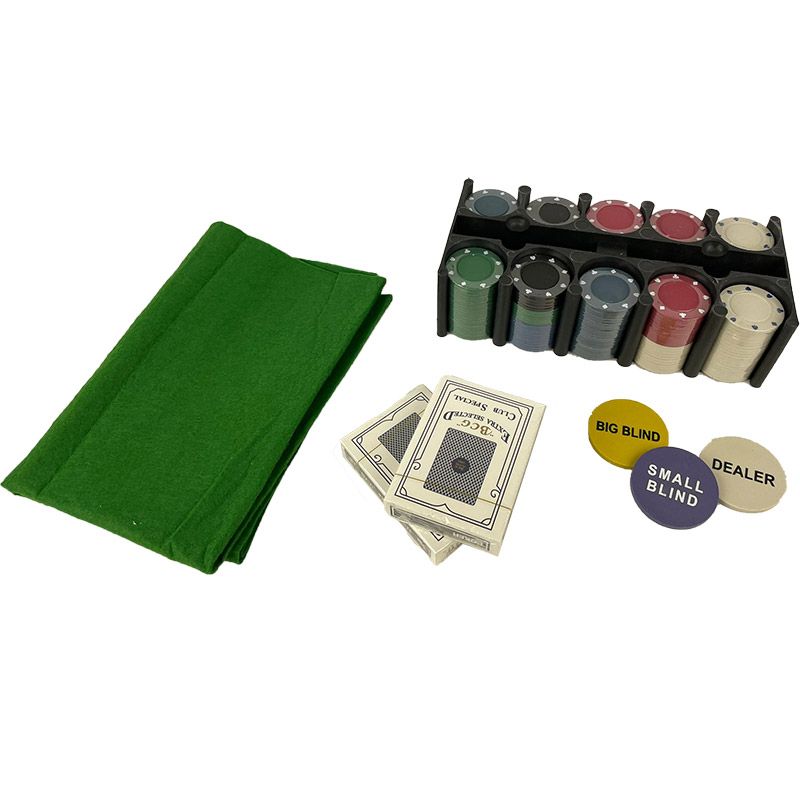 Poker Set 200 Chips – Complete Texas Hold ‘Em Game | Cards, Poker Mat & Dealer Set