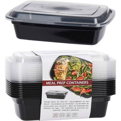 Meal Prep Bakjes 10 Stuks – 1 Compartiment – Herbruikbare, Stapelbare en Luchtdichte Kunststof Voorraaddozen – BPA Vrij