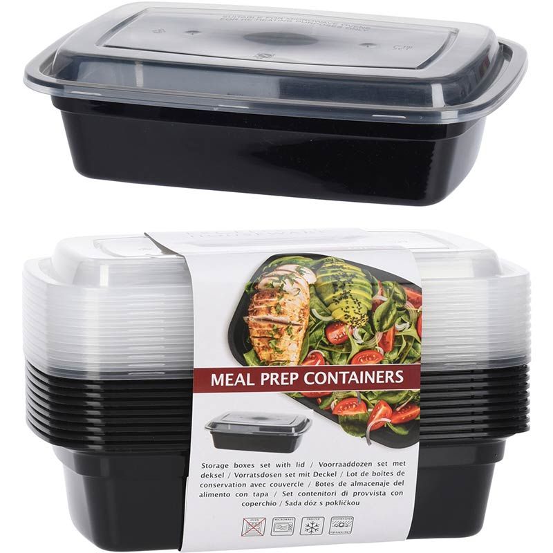 Meal Prep Containers 10 Pieces – 1 Compartment – Reusable, Stackable and Airtight Plastic Storage Containers – BPA Free