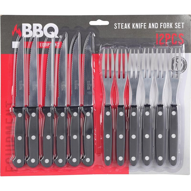 Premium Steakbestek Set – 6 Steakmessen & 6 Vorken – RVS – Duurzaam & Stijlvol – Perfect voor BBQ en Diners